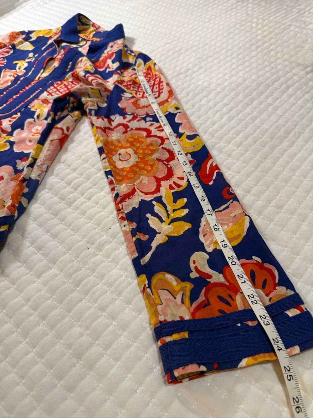 Tory Burch Blue Floral Tunic with Pink, Yellow and Orange Accents - Picture 12 of 12